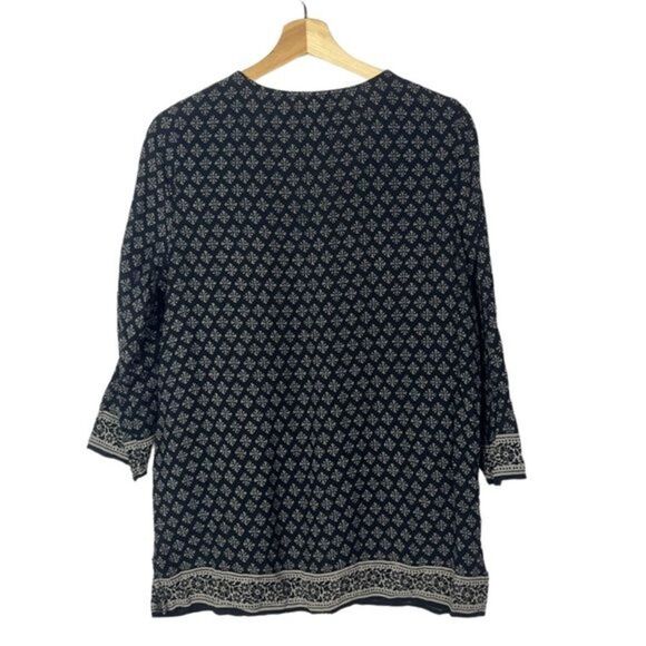 Lucky Brand Black Boho Printed Long Sleeve Blouse M - Picture 2 of 5